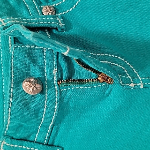 Miss Me Teal Skinny Low Rise Jeans Size 26 - Picture 7 of 11